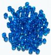 100 4mm Faceted Capri Blue AB Firepolish Beads