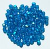 100 4mm Faceted Matte Capri Blue AB Firepolish Beads