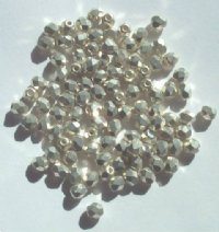 100, 4mm Faceted Metallic Silver Firepolish Beads