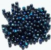 100 4mm Round Gunmetal AB Glass Beads