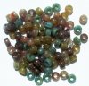 100 4x6mm Earthy Marble Mix Glass Crow Beads