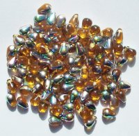 100 4x6mm Transparent Topaz Vitrail Drop Beads