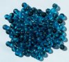 50 6mm Matte Aqua Striped Round Glass Beads