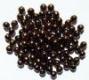 50 6mm Round Metallic Bronze Glass Beads