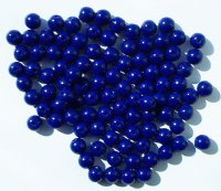 100 6mm Opaque Royal Blue Round Glass Beads