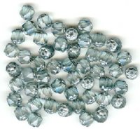  50 6mm Triangle Faceted Cathedral Beads - Light Montana & Silver 