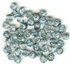  50 6mm Triangle Faceted Cathedral Beads - Light Montana & Silver 