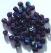 50 6mm Faceted Dark Tanzanite AB Firepolish Beads