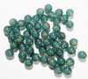 50 6mm Coated Translucent Dark Jade Green Round Glass Beads