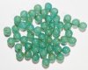 50 6mm Coated Translucent Turquoise Green Round Glass Beads