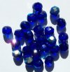 25 8mm Faceted Transparent Cobalt AB Beads