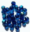 25 8mm Faceted Transparent Dark Aqua AB Beads
