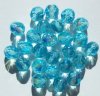 25 8mm Faceted Transparent Light Aqua AB Beads