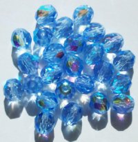 25 8mm Faceted Transparent Light Sapphire AB Beads