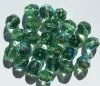 25 8mm Faceted Transparent Antique Green AB Beads