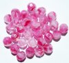 25 8mm Faceted Two Tone Crystal Satin Pink Swirl Firepolish Beads