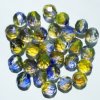 25 8mm Faceted Tri Tone Crystal, Yellow, & Purple Firepolish Beads