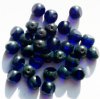 30 8mm Faceted Transparent Cobalt Picasso Tri Cut Beads