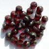 30 8mm Faceted Transparent Siam Picasso Tri Cut Beads