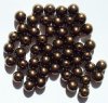 25 8mm Metallic Bronze Round Glass Beads