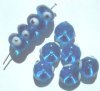 10 8x12mm Aqua Evil Eye Rondelle Beads