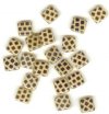 20 8x8mm Czech Flat Square Peacock Beads - Opaque Beige Azuro