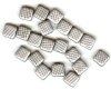 20 8x8mm Czech Flat Square Peacock Beads - Matte Grey and Black Grid
