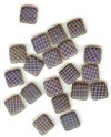 20 8x8mm Czech Flat Square Peacock Beads - Matte Grey Azuro