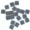 20 8x8mm Czech Flat Square Peacock Beads - Metallic Dark Blue and Grey Grid