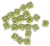 20 8x8mm Czech Flat Square Peacock Beads - Opaque Green Labrador