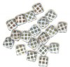 20 8x8mm Czech Flat Square Peacock Beads - White With Marea Grid