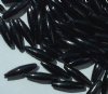 100 19x6mm Acrylic Opaque Black Spaghetti Beads