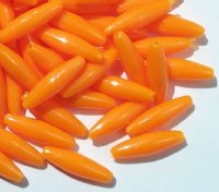100 19x6mm Acrylic Opaque Orange Spaghetti Beads