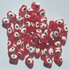50 8x6mm Acrylic Transparent Red Evil Eye Barrel Beads