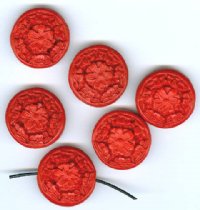 6 21x8mm Red Cinnabar Floral Disks