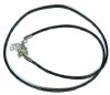 16 inch 1mm Black Leather Necklace with Nickel Lobster Clasp and Extender