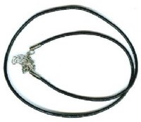 18 inch 1mm Black Leather Necklace with Nickel Lobster Clasp and Extender
