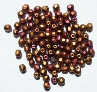 100 4mm Faceted Matte Metallic Copper AB Mix Firepolish Beads