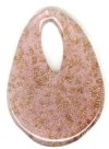 1 50x37x8mm Rose Pink & Gold Foil Open Teardrop Lampwork Pendant