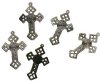 5 33x21mm Etched Stamped Silver Cross Pendants