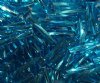 25 Grams 14mm Silver Lined Aqua Twisted Bugle Beads