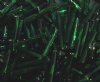 25 Grams 15mm Silver Lined Holiday Green Twisted Bugle Beads