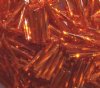 25 Grams 15mm Silver Lined Orange Twisted Bugle Beads