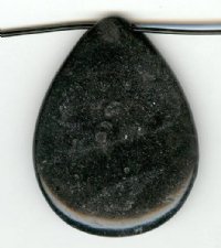 1 37x28x6mm Flat Teardrop Black Stone Pendant