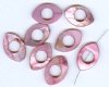 8 25x15mm Flat Cut-Out Oval Dark Rose Shell Beads
