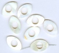 8 25x15mm Flat Cut-Out Oval White Shell Beads