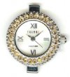 1 29x23mm Watch Face Round Silver Tone with Topaz Swarovski Crystals