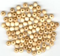 100 6mm Natural Round Wood Beads
