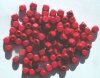 100 7mm Rounded Edge Red Cube Wood Beads