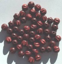 50 8mm Mahogany Ridged Round Wood Beads